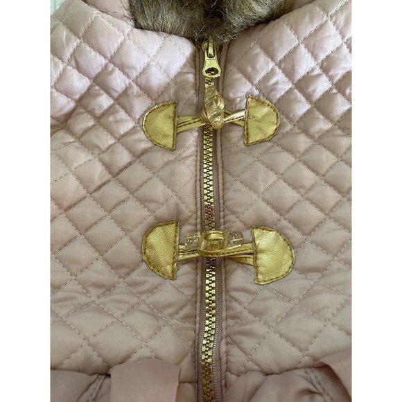 Little Lass Light Pink Puffer Vest Girls 2T Faux Fur Trimmed Hoodie Full Zip EUC - Picture 4 of 16